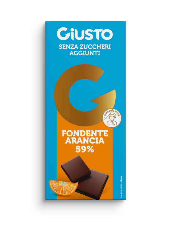 Tavoletta cioccolato fondente e arancia senza zuccheri aggiunti di Giusto.