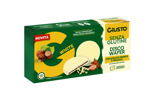 Disco Wafer Cioccolato Bianco e Fragola senza glutine