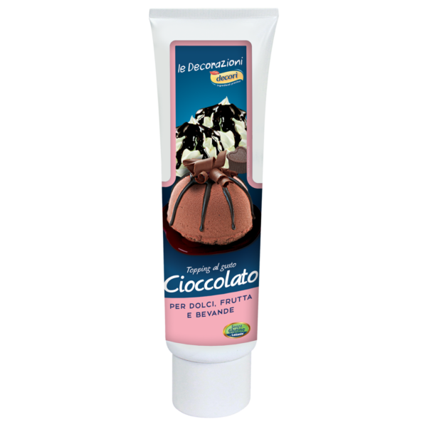 Topping al cioccolato Decorì: ideale per dolci, frutta e bevande.